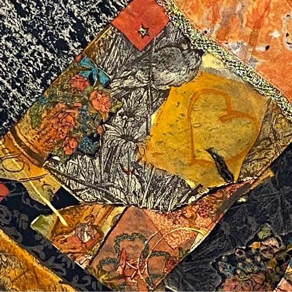 Vintage CAROLE LITTLE Blazer Women 16 Patchwork Art To Wear Oversized Rayon USA - Picture 4 of 15